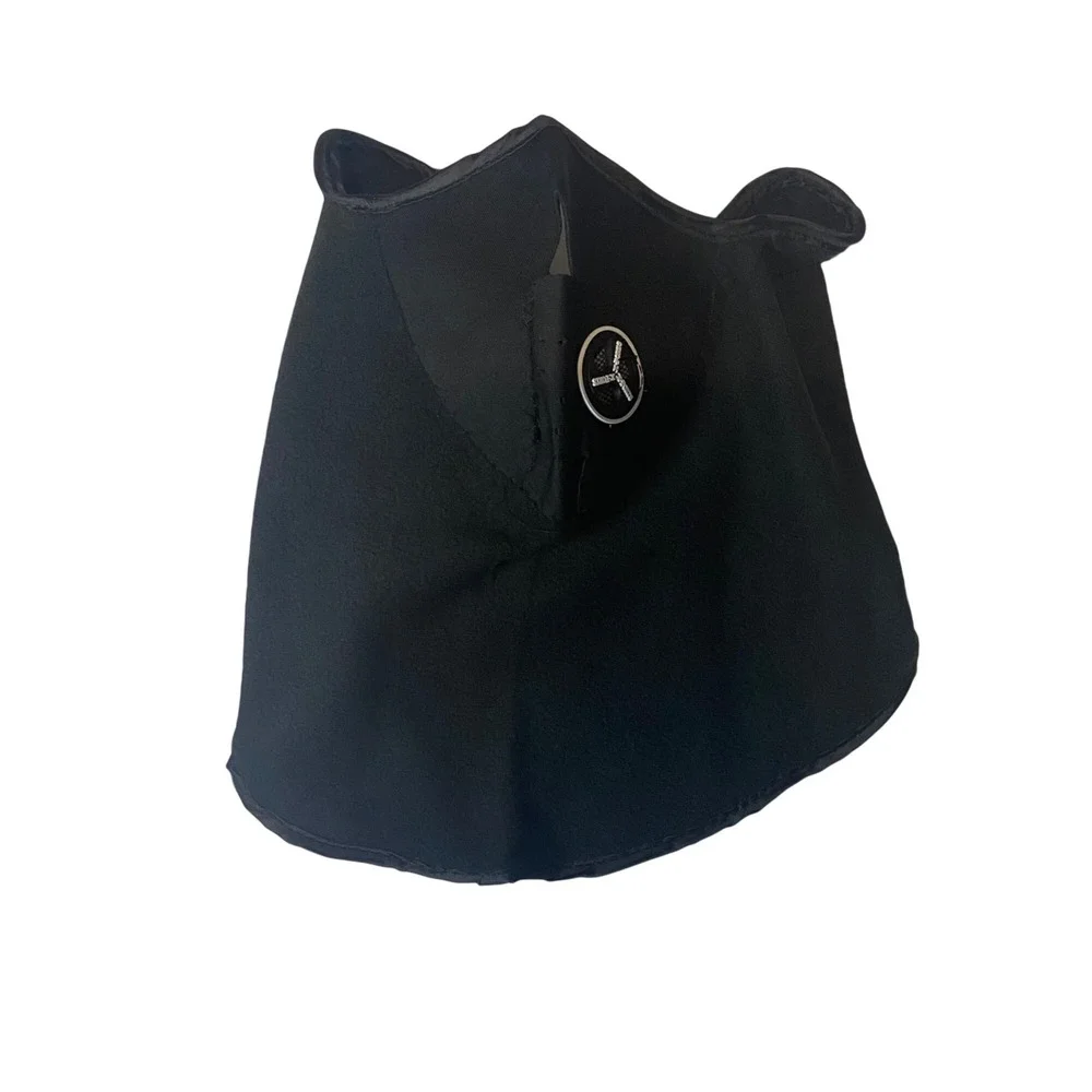 Black Neoprene Face Mask Neck Warmer With Button Closure For Winter Sports Ski M